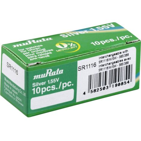 Murata Batteria a bottone 366 1.55 V 10 pz. 30 mAh Ossido d'argento SR1116-PBWW