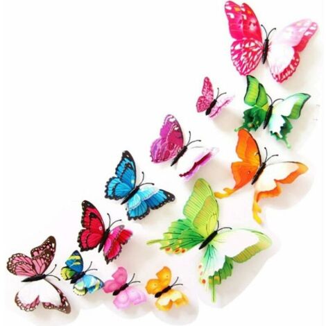 Muraux de Papillons 3D Sticker Mural Autocollants bricolage papillon amovible Réutilisable Pour chambre Salon, 12pcs