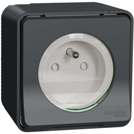 Mureva - prise de courant 2P+T NF - gris - en saillie - IK08 IP55  - MUR36030