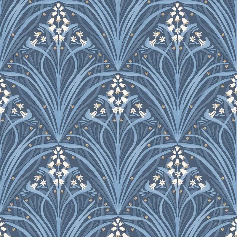 Bellflower Navy Blue Wallpaper Geometric Paste The Wall Textured Vinyl - Muriva