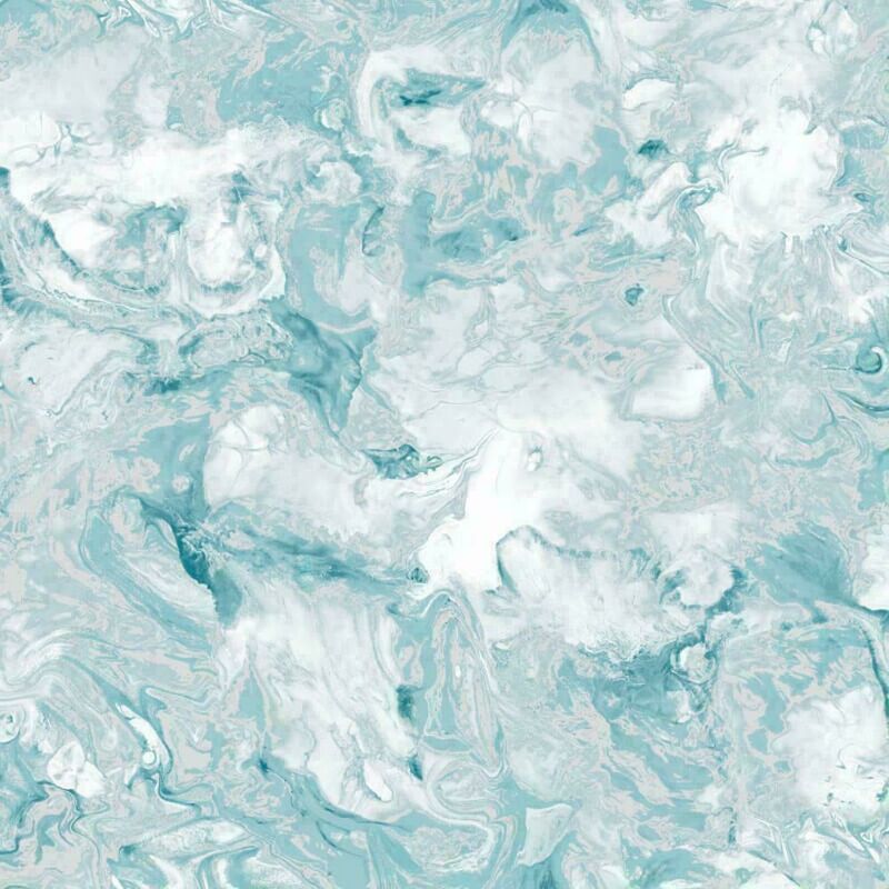 Elixir Liquid Marble Metallic Shimmer Swirl Heavyweight Wallpaper [full roll - Marble Teal 166503] - Muriva