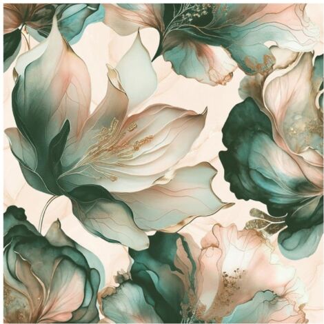 Muriva Elysian Floral Coral And Teal Elegant Green Paste The Paper Wallpaper