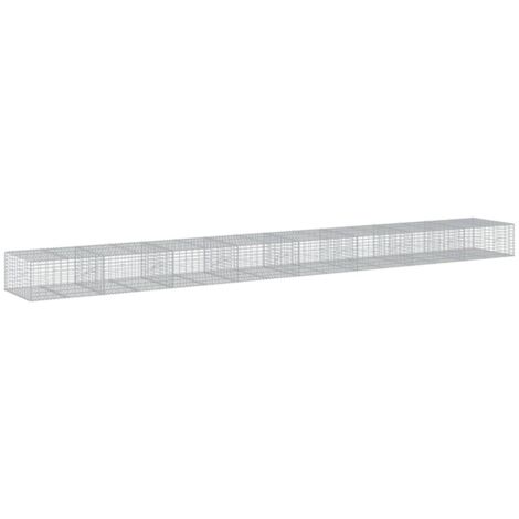 Muro de contención de jaula de valla de gaviones con cubierta 800 x 100 x 50 cm hierro galvanizado Plata 020040202