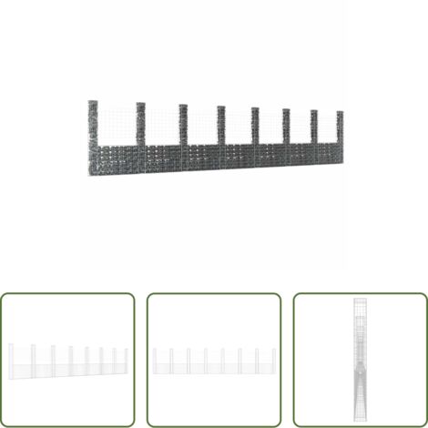 Muro de gaviones -  Cesta de gaviones forma de U 8 postes de hierro 860x20x200 cm