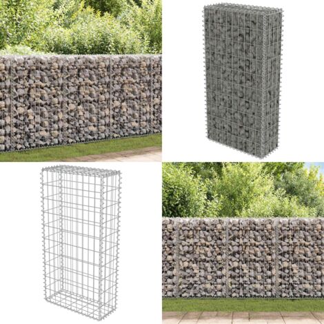 Muro de gaviones con cubiertas acero galvanizado 50x20x100 cm - Gaviones para jardín - Muros de gaviones