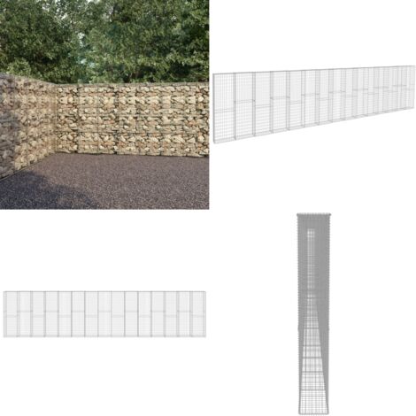 Muro de gaviones con cubiertas acero galvanizado 900x50x200 cm - Gaviones para jardín - Muros de protección