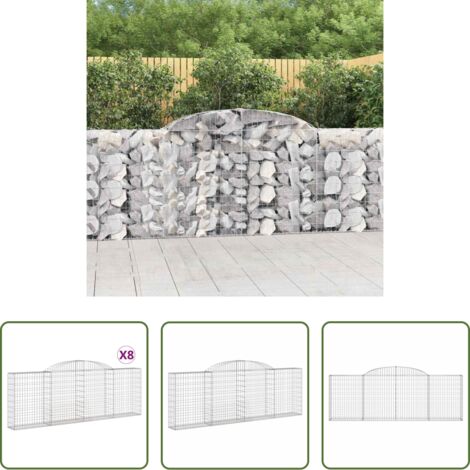 Muro di contenimento -  Cesti Gabbioni ad Arco 8 pz 300x30x100/120 cm Ferro Zincato