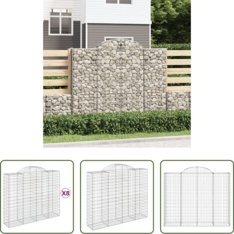Muro di gabbione -  Cesti Gabbioni ad Arco 8 pz 200x50x160/180 cm Ferro Zincato