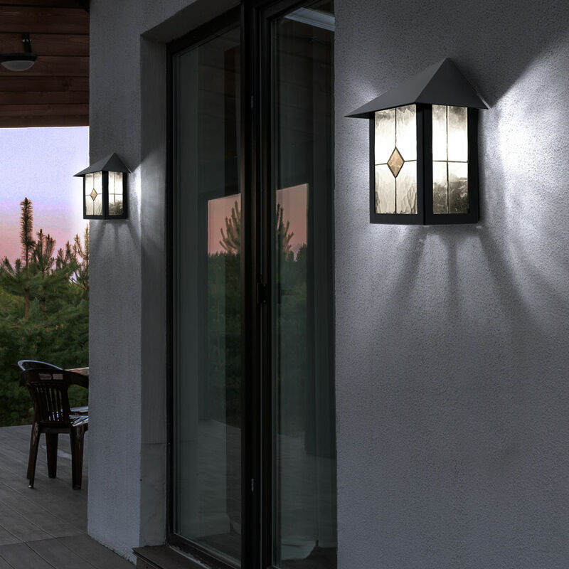 Image of Lampada da esterno lampada da parete lampada da parete lampada da giardino lampada da esterno, vetro tecnica Tiffany, 1x led 7 watt 560 lumen, HxLxP