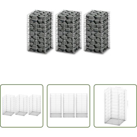 Muros de contención -  Cestas de muro de gaviones alambre galvanizado 25x25x50cm 3 uds