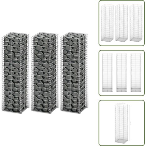 Muros de gaviones - vidaXL Cestas de muro de gaviones alambre galvanizado 25x25x100 3 uds - Cestas de gaviones