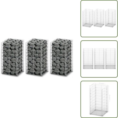 Muros de gaviones - vidaXL Cestas de muro de gaviones alambre galvanizado 25x25x50cm 3 uds - Cestas para muros