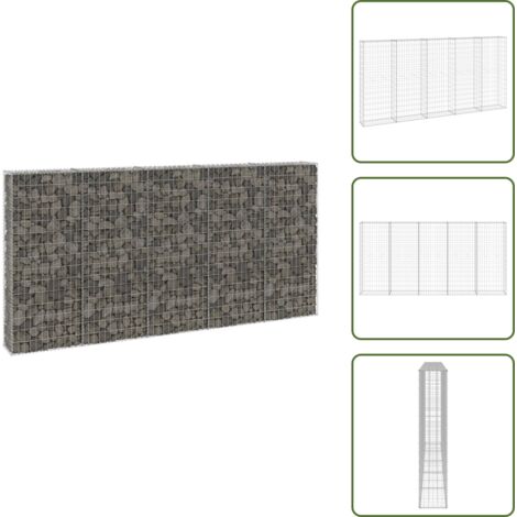 Muros de gaviones - vidaXL Muro de gaviones con cubiertas acero galvanizado 300x30x150 cm - Muros de contención de acero