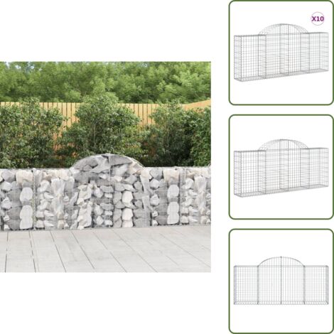 Muros decorativos - vidaXL Cestas de gaviones 10 uds forma de arco hierro 200x30x80/100 cm - Gaviones de hierro