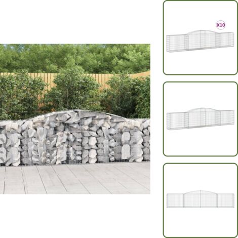 Muros decorativos - vidaXL Cestas de gaviones 10 uds forma de arco hierro 400x50x80/100 cm - Gaviones de hierro