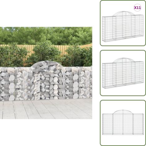 Muros decorativos - vidaXL Cestas de gaviones 11 uds forma arco hierro 200x30x100/120 cm - Muros de piedra