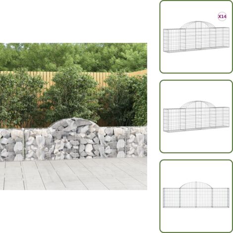 Muros decorativos - vidaXL Cestas de gaviones 14 uds forma de arco hierro 200x30x60/80 cm - Alambre de gaviones