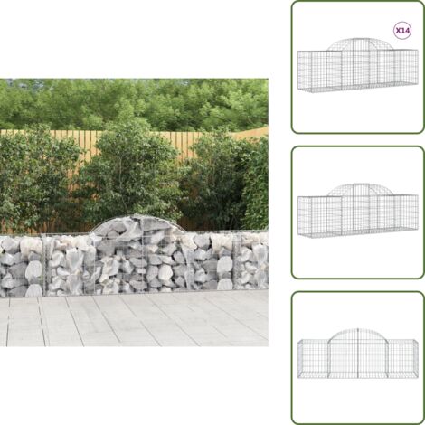 Muros decorativos - vidaXL Cestas de gaviones 14 uds forma de arco hierro 200x50x60/80 cm - Muros de piedra