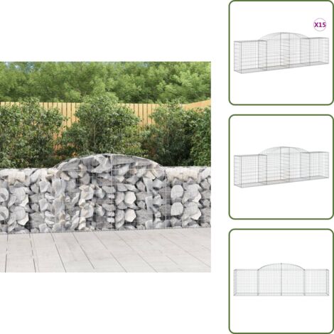 Muros decorativos - vidaXL Cestas de gaviones 15 uds forma de arco hierro 300x50x80/100 cm - Alambre de gaviones