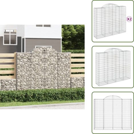 Muros decorativos - vidaXL Cestas de gaviones 2 uds forma de arco hierro 200x50x160/180 cm - Gaviones para jardín