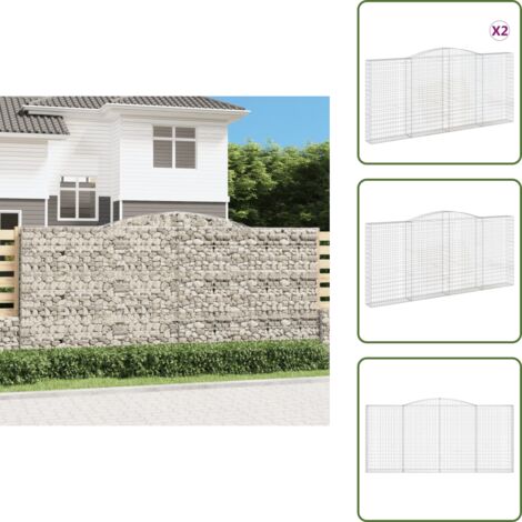 Muros decorativos - vidaXL Cestas de gaviones 2 uds forma de arco hierro 400x30x180/200 cm - Muros de piedra