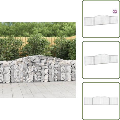 Muros decorativos - vidaXL Cestas de gaviones 2 uds forma de arco hierro 400x30x80/100 cm - Gaviones de hierro