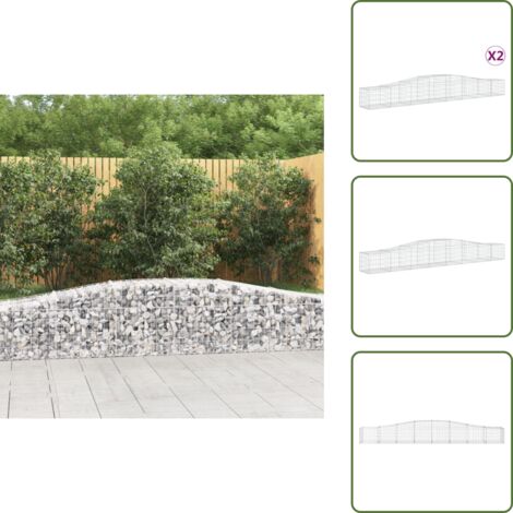 Muros decorativos - vidaXL Cestas de gaviones 2 uds forma de arco hierro 400x50x40/60 cm - Muros de piedra