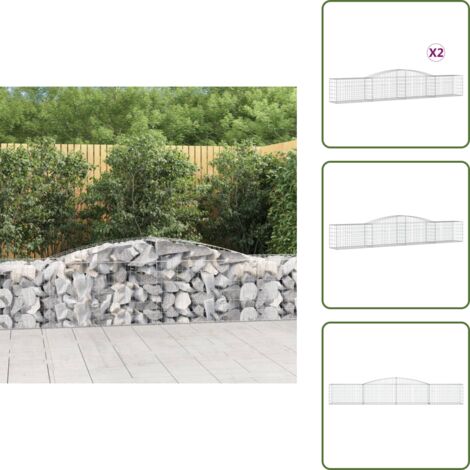 Muros decorativos - vidaXL Cestas de gaviones 2 uds forma de arco hierro 400x50x60/80 cm - Muros de piedra