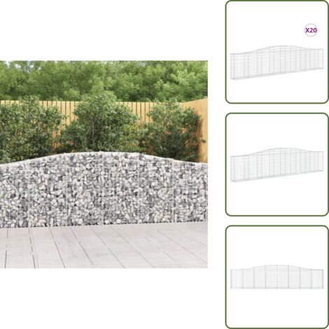Muros decorativos - vidaXL Cestas de gaviones 20 uds forma de arco hierro 400x30x80/100 cm - Gaviones para jardín