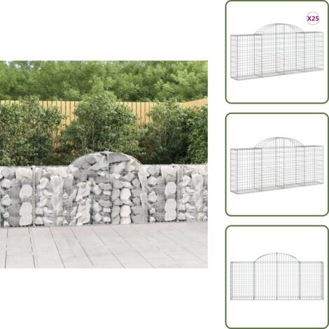 Muros decorativos - vidaXL Cestas de gaviones 25 uds forma de arco hierro 200x30x80/100 cm - Gaviones de hierro