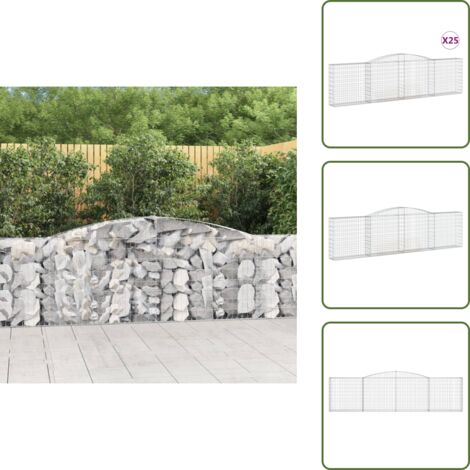 Muros decorativos - vidaXL Cestas de gaviones 25 uds forma de arco hierro 400x30x100/120cm - Muros de piedra