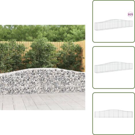 Muros decorativos - vidaXL Cestas de gaviones 25 uds forma de arco hierro 400x50x60/80 cm - Muros de piedra