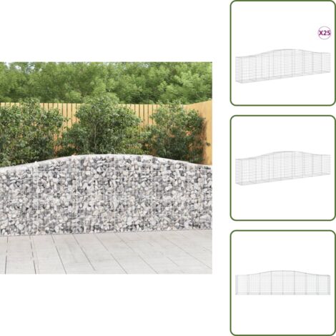 Muros decorativos - vidaXL Cestas de gaviones 25 uds forma de arco hierro 400x50x80/100 cm - Gaviones para jardín