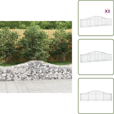 Muros decorativos - vidaXL Cestas de gaviones 3 uds forma de arco hierro 200x50x40/60 cm - Gaviones de hierro