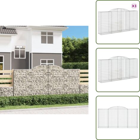 Muros decorativos - vidaXL Cestas de gaviones 3 uds forma de arco hierro 300x50x140/160 cm - Gaviones para jardín