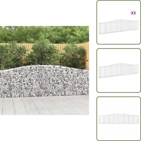 Muros decorativos - vidaXL Cestas de gaviones 3 uds forma de arco hierro 400x30x80/100 cm - Gaviones para jardín