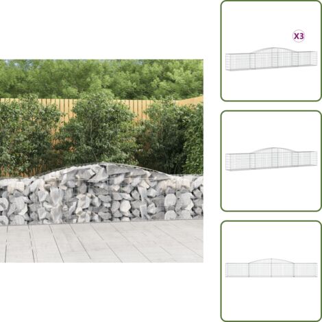 Muros decorativos - vidaXL Cestas de gaviones 3 uds forma de arco hierro 400x50x60/80 cm - Gaviones para jardín