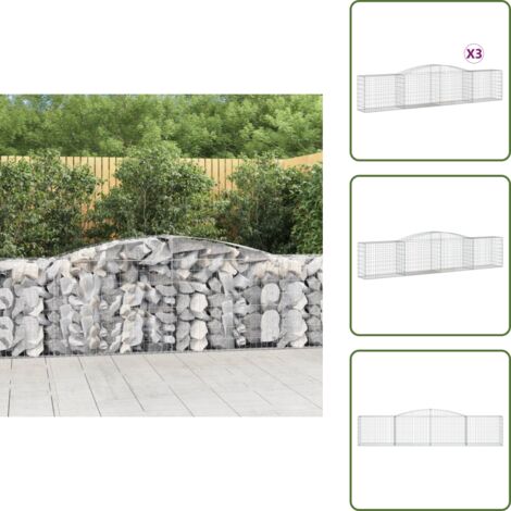 Muros decorativos - vidaXL Cestas de gaviones 3 uds forma de arco hierro 400x50x80/100 cm - Muros de piedra