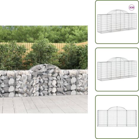 Muros decorativos - vidaXL Cestas de gaviones 30 uds forma de arco hierro 200x50x80/100 cm - Gaviones de hierro