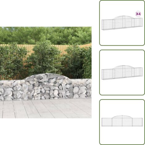 Muros decorativos - vidaXL Cestas de gaviones 4 uds forma de arco hierro 300x30x60/80 cm - Gaviones para jardín