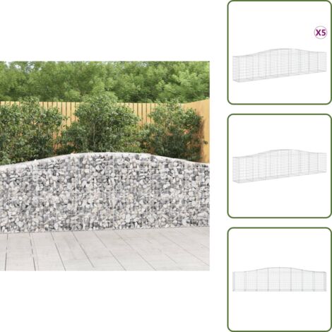 Muros decorativos - vidaXL Cestas de gaviones 5 uds forma de arco hierro 400x50x80/100 cm - Protección contra el viento
