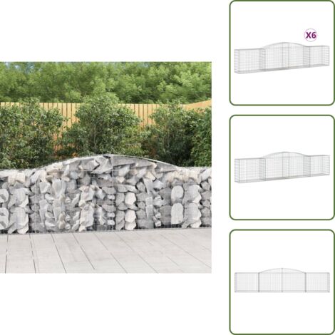 Muros decorativos - vidaXL Cestas de gaviones 6 uds forma de arco hierro 400x50x80/100 cm - Gaviones para jardín