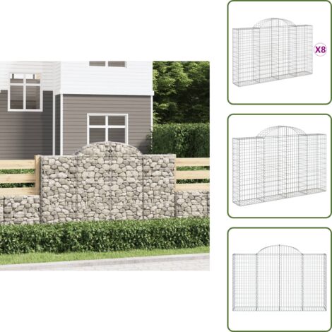 Muros decorativos - vidaXL Cestas de gaviones 8 uds forma de arco hierro 200x30x120/140 cm - Muros de piedra