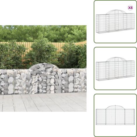 Muros decorativos - vidaXL Cestas de gaviones 8 uds forma de arco hierro 200x30x80/100 cm - Alambre de gaviones