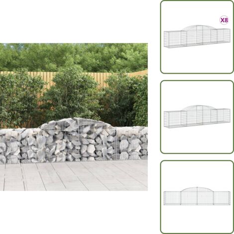 Muros decorativos - vidaXL Cestas de gaviones 8 uds forma de arco hierro 300x50x60/80 cm - Muros de piedra