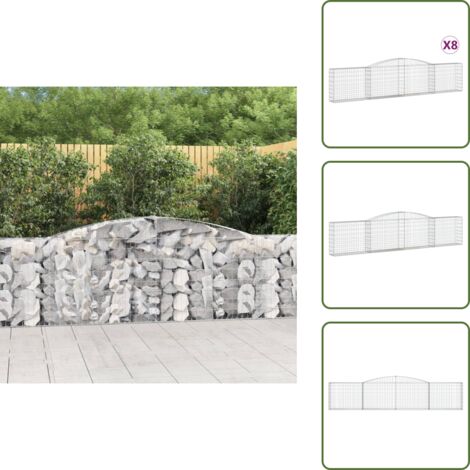 Muros decorativos - vidaXL Cestas de gaviones 8 uds forma de arco hierro 400x30x80/100 cm - Gaviones de hierro