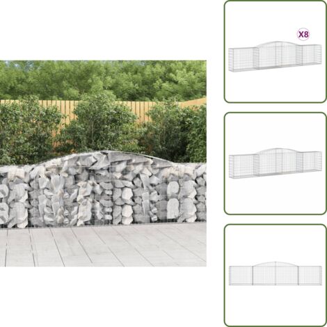 Muros decorativos - vidaXL Cestas de gaviones 8 uds forma de arco hierro 400x50x80/100 cm - Gaviones para jardín
