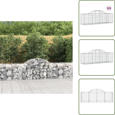 Muros decorativos - vidaXL Cestas de gaviones 9 uds forma de arco hierro 200x50x60/80 cm - Alambre de gaviones