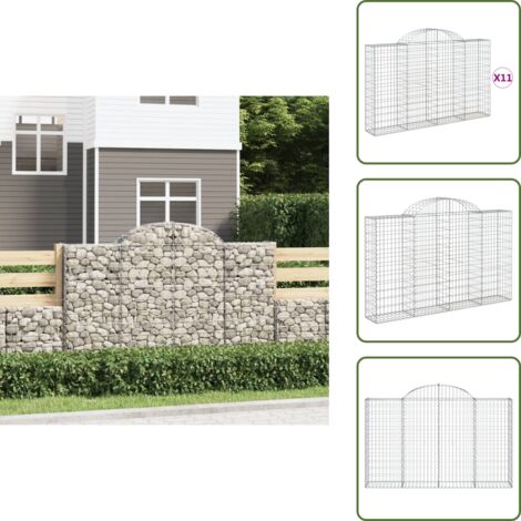 Muros decorativos - vidaXL Cestas gaviones 11 uds forma de arco hierro 200x30x120/140 cm - Muros de piedra