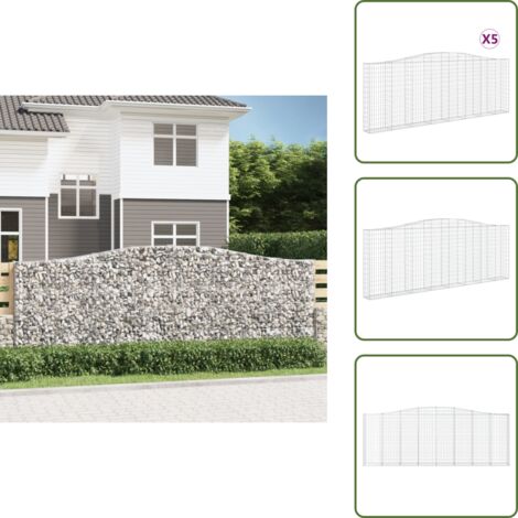 Muros decorativos - vidaXL Cestas gaviones 5 uds forma de arco hierro 400x30x140/160 cm - Muros de piedra